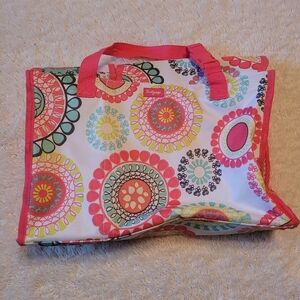 Thirty One Coral Pink Multi Floral Travel Tote